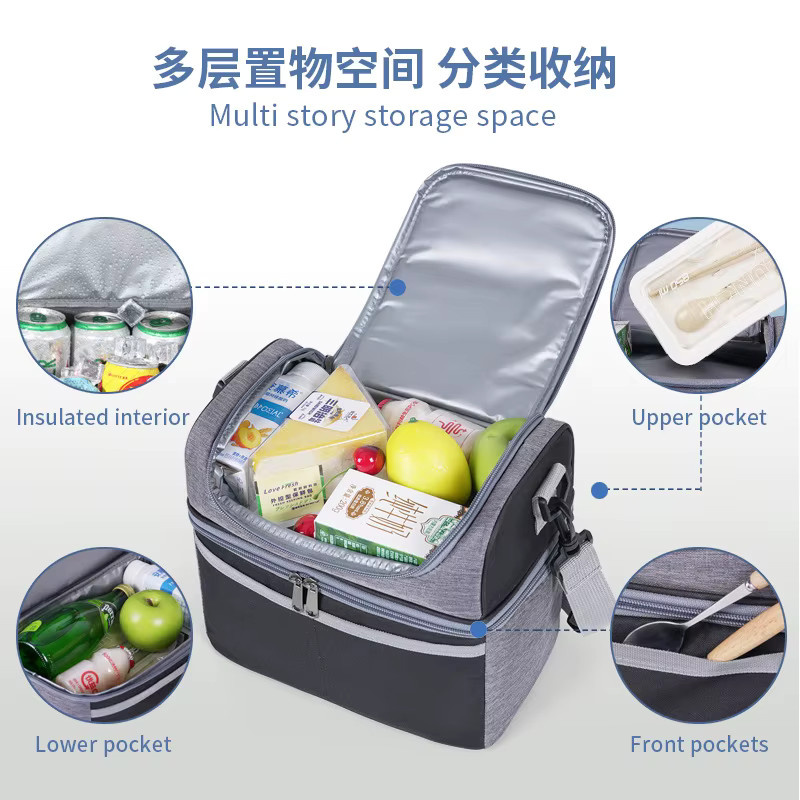 Isolierte Thermo-Lunchbox von ZDARLBO in Blau, auslaufsichere Lunchtasche für Outdoor, Arbeit und Picknick, B/H/T: 24,0 x 27,5 x 0 cm - Bild 4