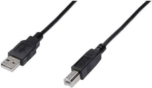 Digitus USB 2.0 Kabel mit USB-A und USB-B Stecker, Schwarz, Länge: 1,00 m - Bild 1