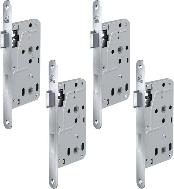 BASI Zimmertürschloss ES 929 BAD DIN Links Rundstulp Edelstahl Silber 4er Set - Bild 1