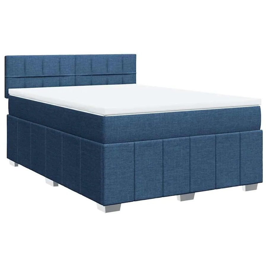 vidaXL Boxspringbett mit Matratze Blau B: 140 cm, T: 190 cm, mit USB-Anschluss und Unterbettbeleuchtung - Bild 2