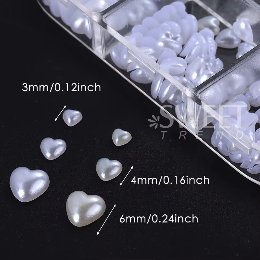 SWEET TREND Nagel Charms, Pfirsich Herz Perle, Weiß, Glänzend - Bild 2