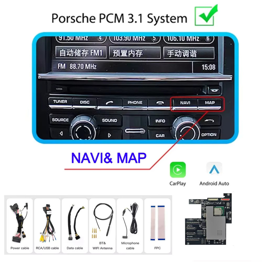 ANYFAR Kabelloses CarPlay und Android Auto Modul für Porsche PCM 3.1 Panamera Cayenne Macan Cayman Boxster 911 991 718 mit AirPlay Mirroring in Schwarz - Bild 6