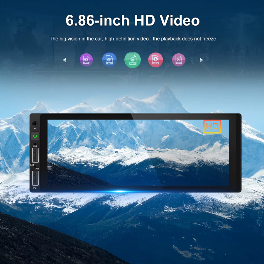 Podofo Auto-MP5-Radio mit 6,86 Zoll Display, CarPlay, Android Auto, Mirror Link und Bluetooth in Schwarz - Bild 7