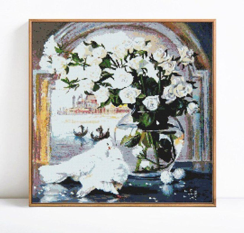FIYO Diamond Painting Set 5D DIY Vogel Motiv mit runden Strasssteinen, Mehrfarbig, B/H: 30 x 30 cm - Bild 1