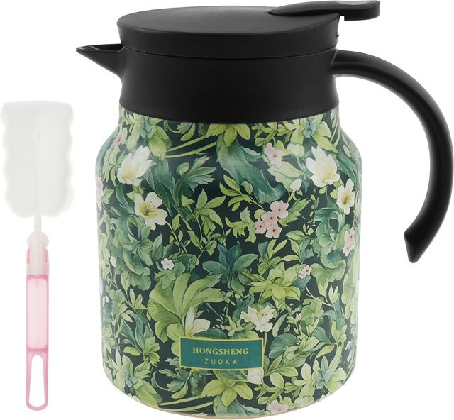 Willstar Vintage Floral Thermoskanne aus Edelstahl mit Tee-Ei und Infuser, 1000 ml, Mehrfarbig - Bild 1