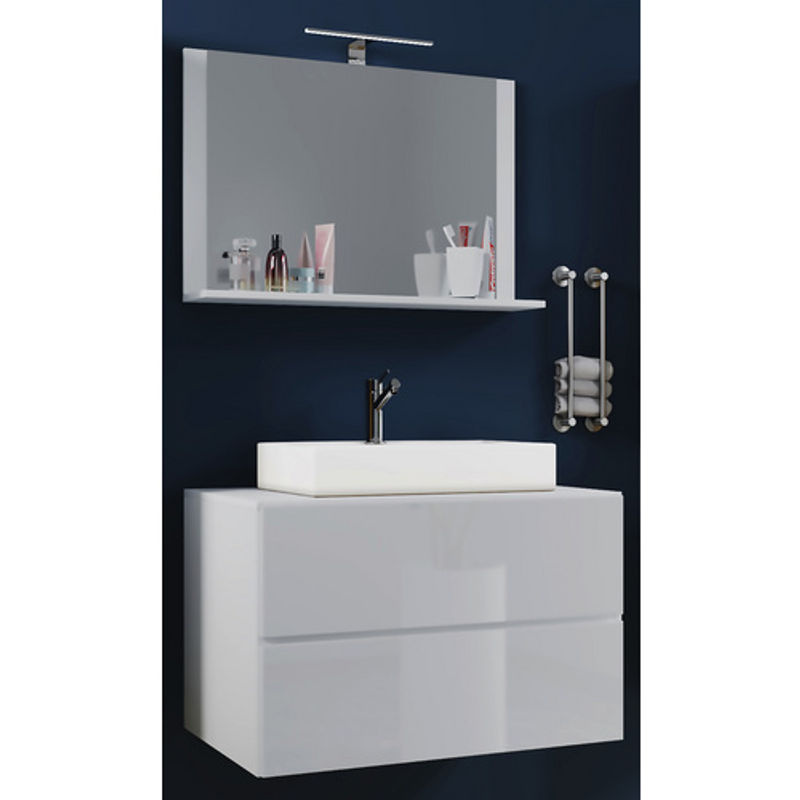 VCM Badmöbel Set Lendas 3-teilig in Weiss mit Waschplatz und Melamin-Beschichtung B/H/T: 80 x 52 x 52 cm - Bild 2