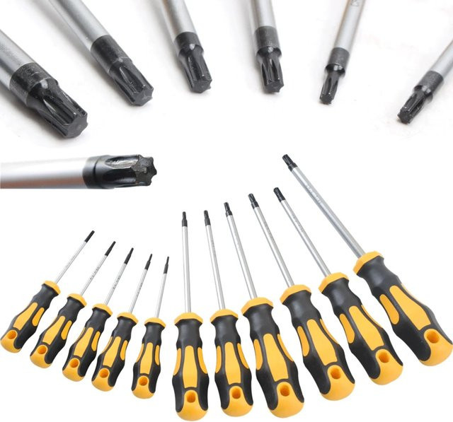 CCLIFE Torx Schraubendreher Set TX Magnetisch T6-T40, 11 Stück, Edelstahl, Gelb/Mehrfarbig - Bild 1