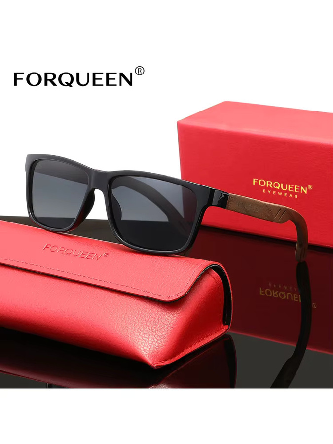 FORQUEEN Sonnenbrille Holz, Vollrand, braun, Unisex, polarisiert - Bild 3