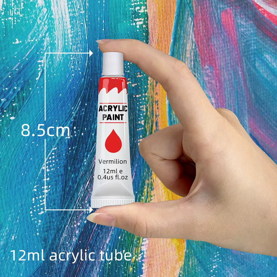 Acrylfarben-Set mit 12 Farben in Multicolour, 12 ml pro Tube, ungiftiges Kunst-Malset für Holz, Leinwand, Stoff, Stein und Glas - Bild 4