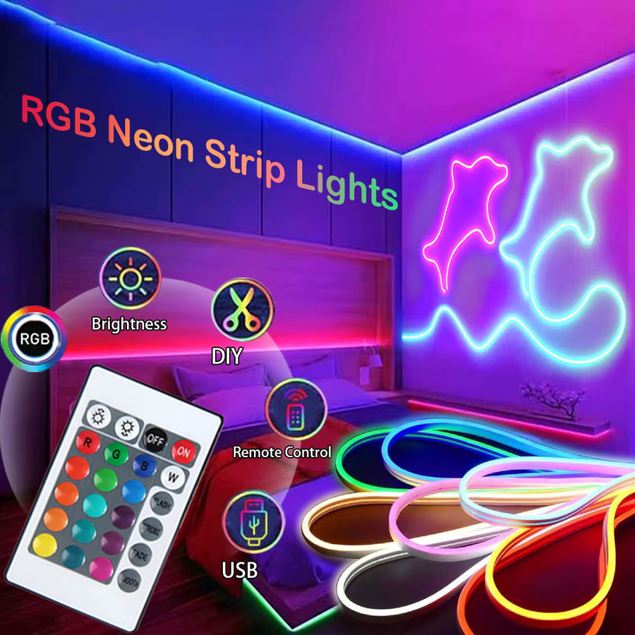 Acosh Neon LED Streifen RGB Multicolour 5m USB 5V IP65 Wasserdicht mit Controller und Fernbedienung - Bild 2