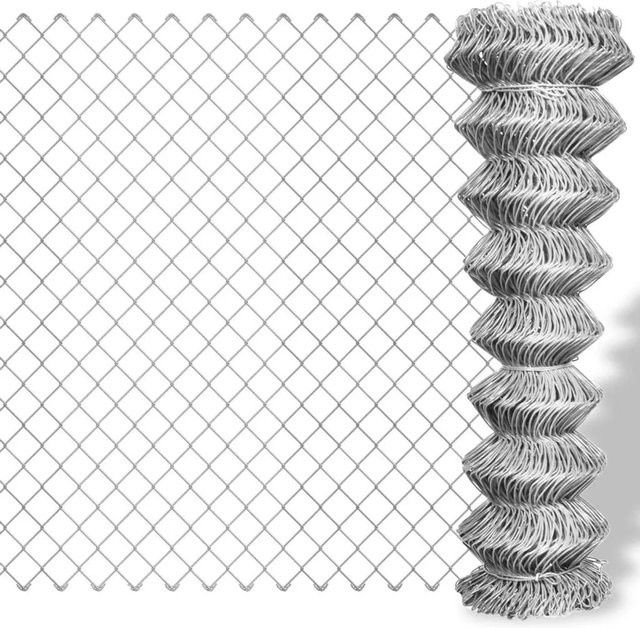 vidaXL Maschendrahtzaun aus verzinktem Stahl in Silber, Breite: 15 m, Höhe: 1,5 m - Bild 1