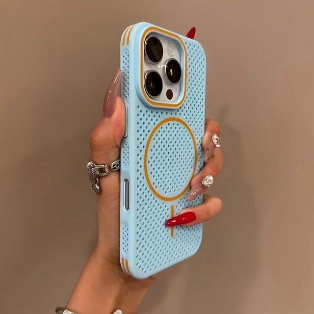 NIUSHIKENG MagSafe Handyhülle mit Wärmeableitung für iPhone 12 bis 17 Pro Max und Plus in Himmelblau - Bild 1