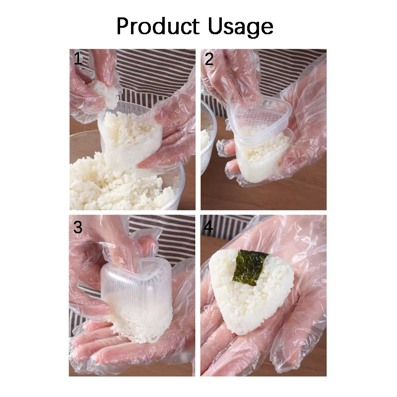 VEEZEN 2-teiliges Sushi-DIY-Set mit dreieckigen Reis- und Gemüserollenformen aus Kunststoff, transparent - Bild 2