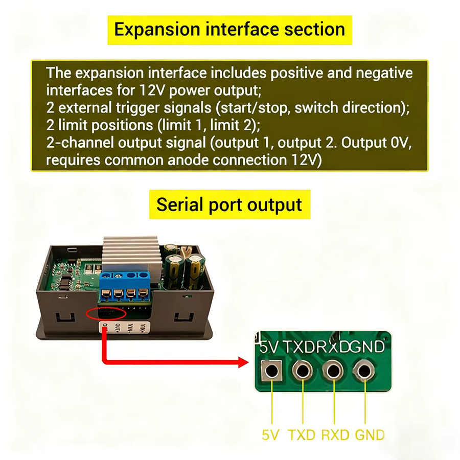 Aideepen DMC02 DC-Motordrehzahlregler mit Vorwärts-/Rückwärtsschaltung, stufenlose Einstellung, 12-30 V und MODBUS TTL Unterstützung, Schwarz - Bild 4