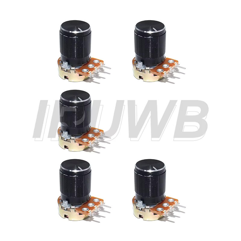 5er Set IRUWB WH148 Lineare Potentiometer mit schwarzen Aluminium-Knöpfen, 3-Pin Kit in verschiedenen Widerständen (1K bis 1M) - Bild 2