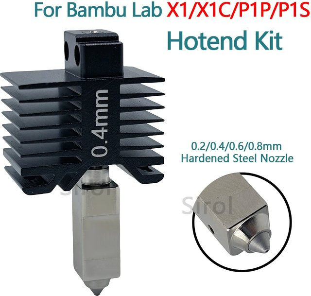 Bambu Lab Hotend aus gehärtetem Stahl für P1S, P1P und X1C Druckköpfe in Schwarz - Bild 1