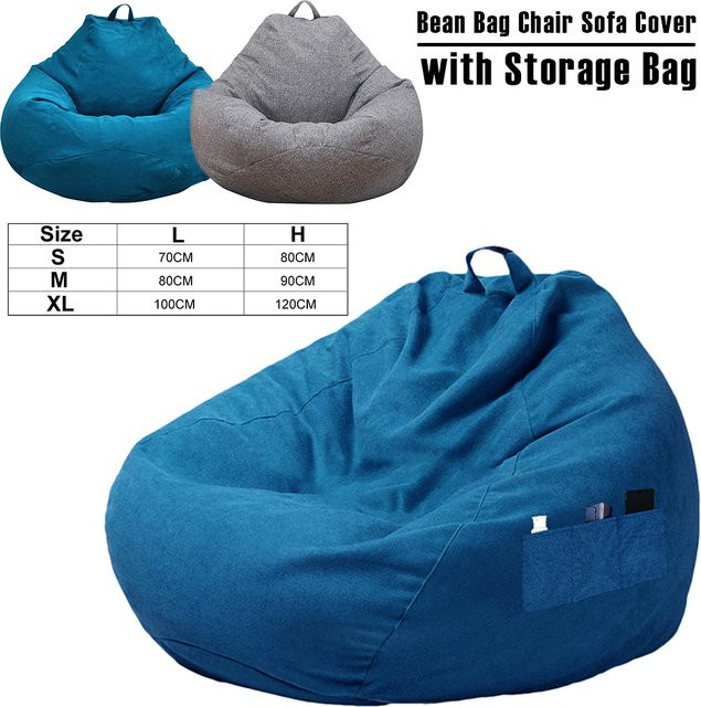 Willstar Sitzsack-Sofabezug aus Polyester in Grau mit Aufbewahrungstasche - Bild 1