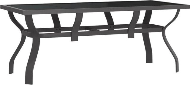 Furnicato Gartentisch aus Stahl und Hartglas in Grau und Schwarz, B/T/H: 180 x 80 x 70 cm - Bild 1