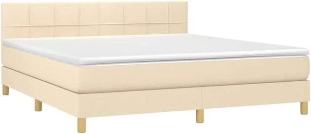 vidaXL Boxspringbett mit Matratze in Creme, Hybrid-Bett mit LED-Unterbettbeleuchtung und USB-Ladeport, B/T: 180 x 200 cm - Bild 1