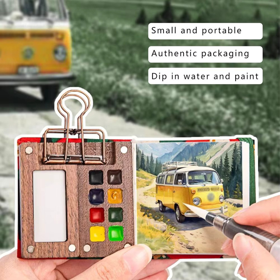 Mini-Farbpalette Reiseset mit Aquarellstiften und Binder-Clips in Multicolour für Anfänger und Studenten - Bild 4