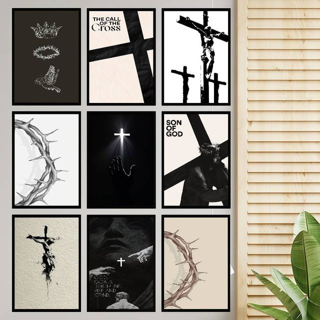Jesus Christus Kreuz Heiliges Licht Wandkunst Poster in Weiß, B/H: 10 x 15 cm - Bild 1