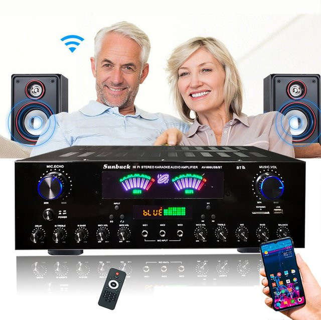 WAPUNO HiFi Digital Bluetooth Stereo-Verstärker mit dynamischem Bildschirm in Schwarz - Bild 1