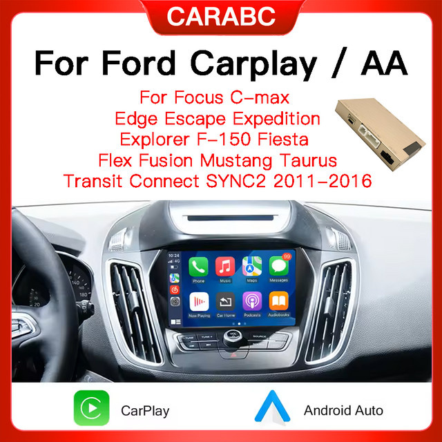 carabc Wireless CarPlay und Android Auto Modul für Ford Fusion C-max Explorer Focus Fiesta Edge F150 Sync2 System 2011-2016 - Bild 1