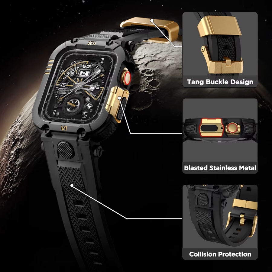 ONELENT Sportliches Armband mit Schutzhülle für Apple Watch in Schwarz, Unisex - Bild 3