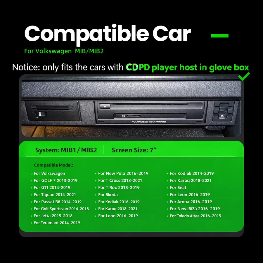 AUTOABC Kabelloses CarPlay und Android Auto Interface für VW Volkswagen Skoda Octavia A5 Golf 7 Polo Passat B8 MIB MIB2 mit Bluetooth und Mirror Link in Schwarz - Bild 5
