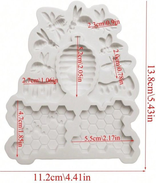 LChome Silikonform-Set mit Bienen- und Wabenmotiv in Weiß für Fondant, Schokolade und Backwerkzeuge - Bild 1