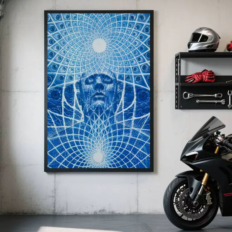 Abstrakter Alex Grey Kunstdruck im Psychedelic Anime-Stil als mehrfarbiger Poster-Wanddruck auf Papier - Bild 6