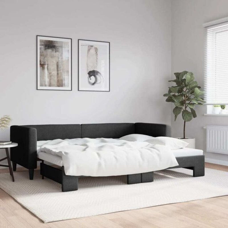 Ausziehbares Funktionsbett vidaxl in Schwarz aus Metall und Stoff - Bild 1
