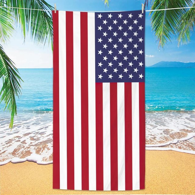 Strandtuch mit Flaggenmuster aus Mikrofaser, schnelltrocknend und sandabweisend, Mehrfarbig, B: 50 cm, H: 100 cm - Bild 1