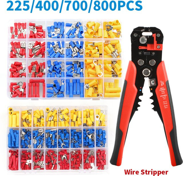 PVC Kabelverbinder Set mit isolierten Crimp-Anschlüssen, Stoßringen und Gabelösen in Multicolor - Bild 1