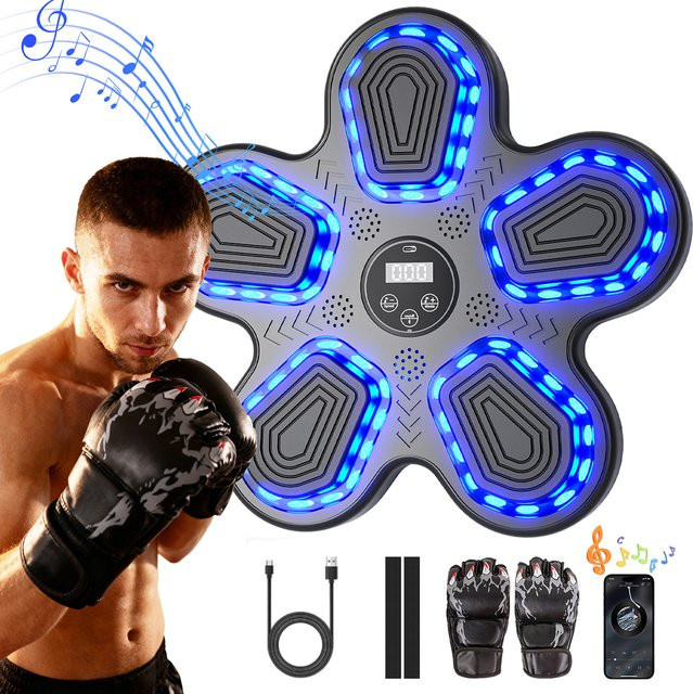 GKHMNEW Music Boxing Machine, Elektronische Musik Boxmaschine, mit LED Licht, Bluetooth, Schwarz - Bild 1