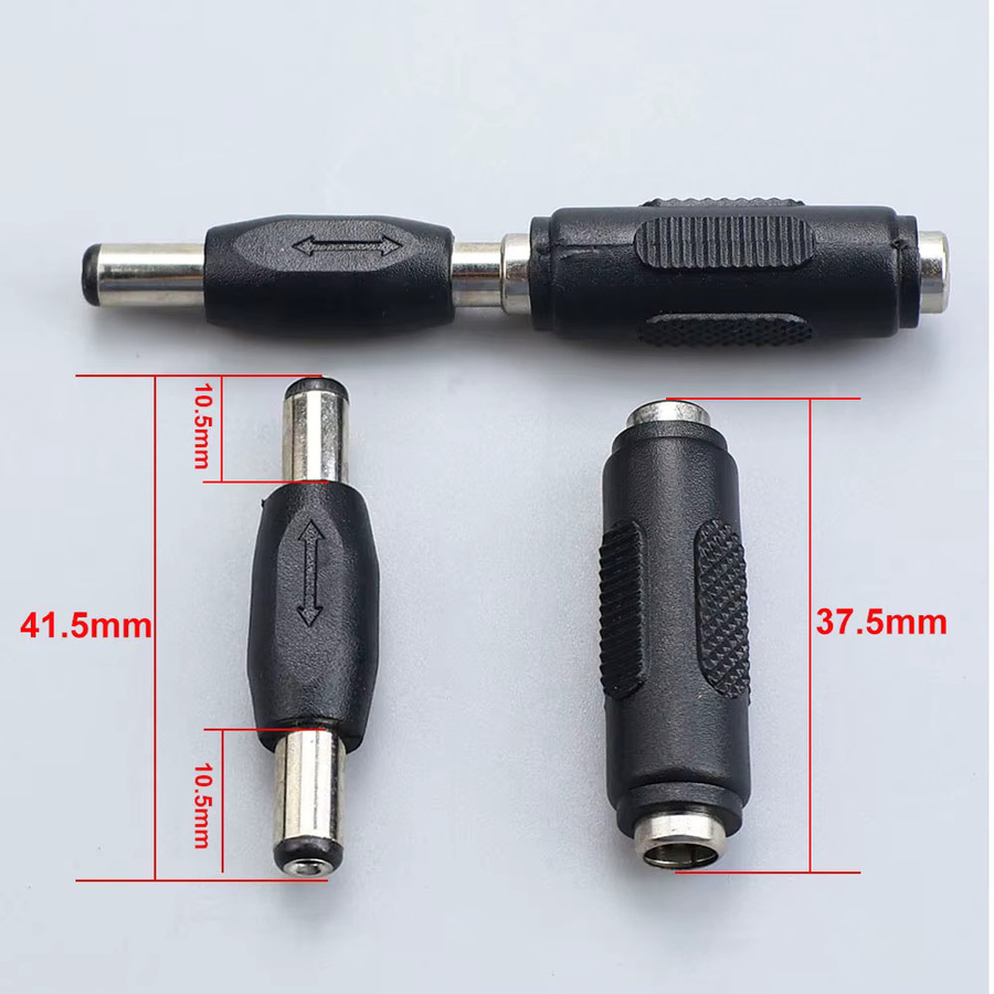 JCD DC Power Stecker Adapter Set Männlich und Weiblich 5,5mm x 2,1mm in Schwarz für CCTV Sicherheitskameras und LED Streifen - Bild 2