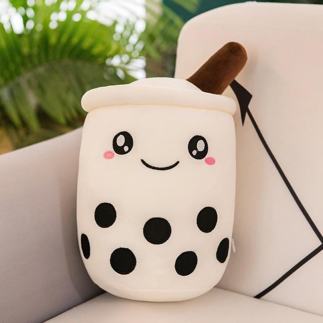 Yiran Health & Beauty Boba Plüschtier Kawaii Bubble Tea, Erdbeer-Milchtee, 24cm - Bild 1