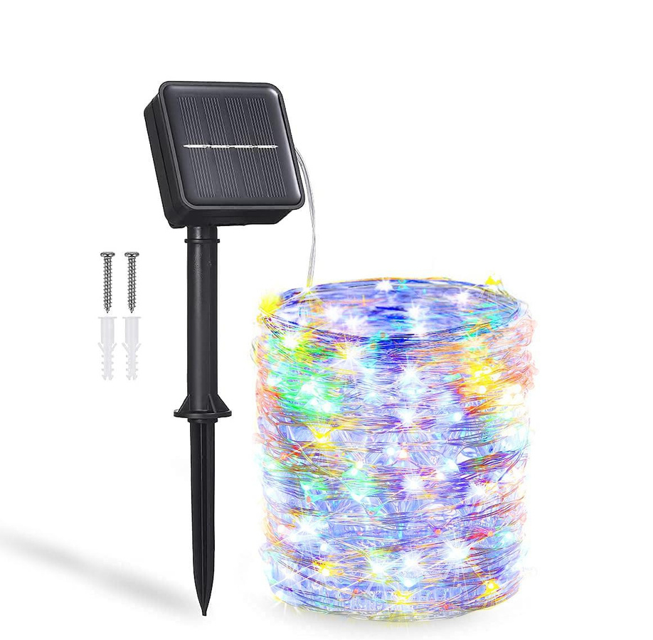 HappyhomeEE Solarbetriebene LED Lichterkette mit 100 LEDs in Warmweiß und Kupferdraht, 8 Modi für Garten, Terrasse, Hochzeit und Weihnachtsdekoration - Bild 8