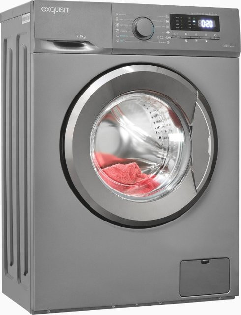 WA57014-021A Waschmaschine in Inoxlook mit 7 kg Fassungsvermögen, Frontlader, freistehend - Bild 1