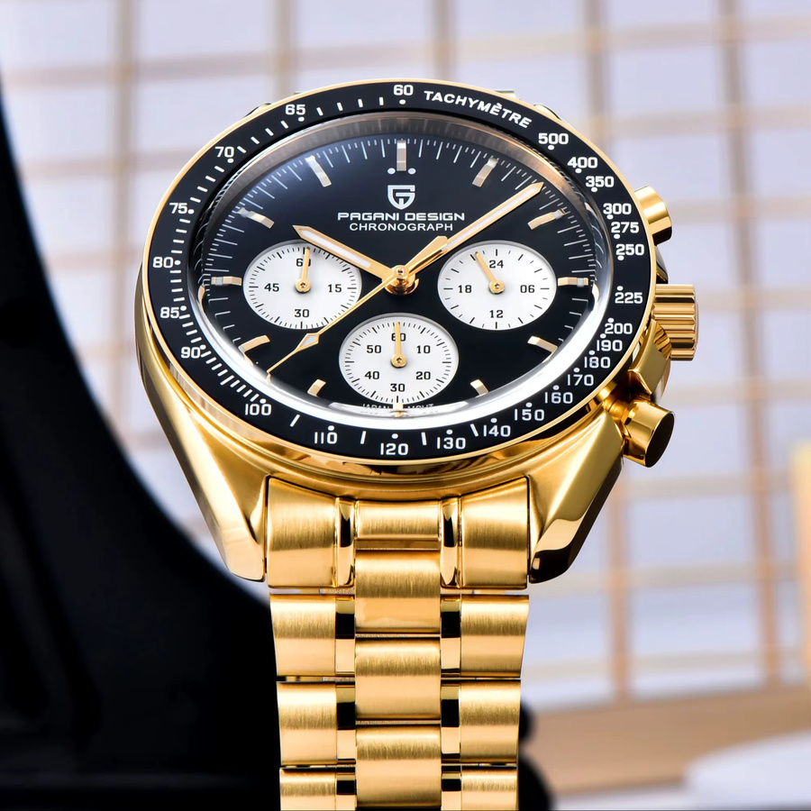 PAGANI DESIGN Armbanduhr, Chronograph, Quarz, Edelstahl, Gold, Herren - Bild 3
