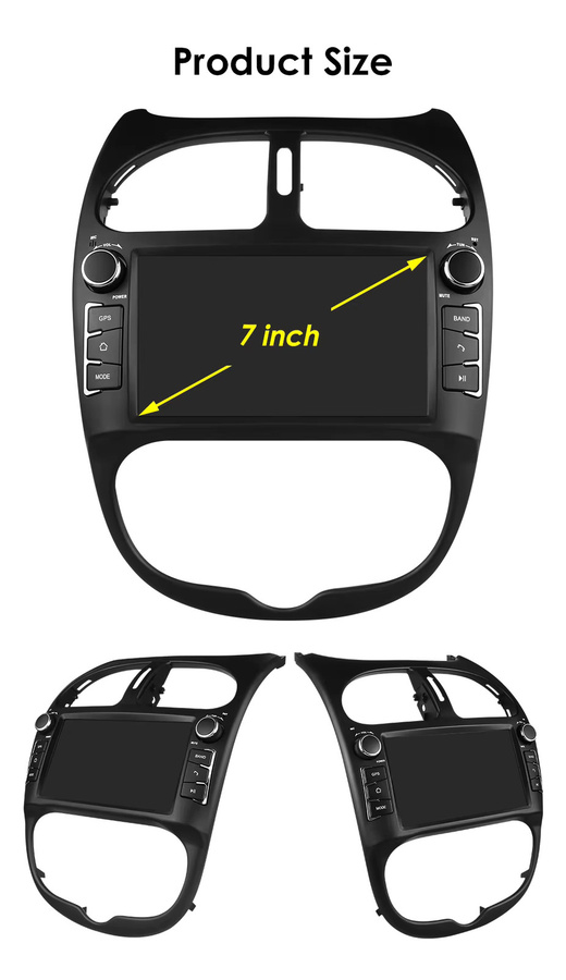 Hizpo 7-Zoll Android Autoradio für Peugeot 206 206CC 206SW (2000-2008) mit Carplay, GPS und KI-Intelligentes System, 2Din Multimedia Head Unit in Schwarz - Bild 4
