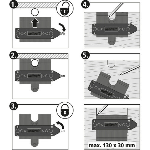 Wolfcraft Konturenlehre in Grün und Schwarz aus Kunststoff mit 130 mm Breite - Bild 5