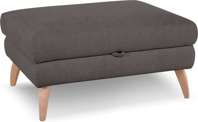 Hocker SANSIBAR FÜNEN in Grau mit Holzgestell in Eiche und Stoffbezug, B/T/H: 47 x 47 x 47 cm - Bild 1