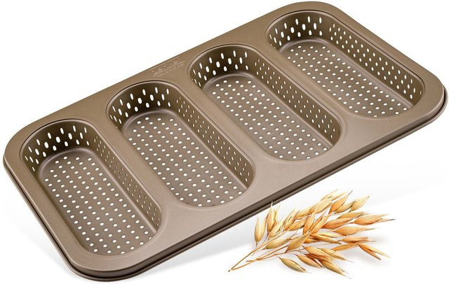 Zenker Mini-Baguetteblech aus Stahl, 4er-Set, Gold, Antihaftbeschichtet - Bild 1