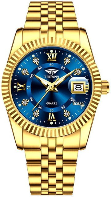 Global Finds Quarzuhr, Blau, Edelstahl, 38,5 mm, Unisex - Bild 1