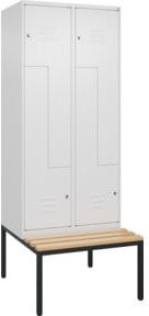 C+P Z-Spind Classic PLUS Sitzbank mit 4 Fächern und Zylinderschloss, Buche-Hartholz und Stahl, Farbe: Weiß/Grau, B/T/H: 212,0 x 80,0 x 81,5 cm - Bild 1