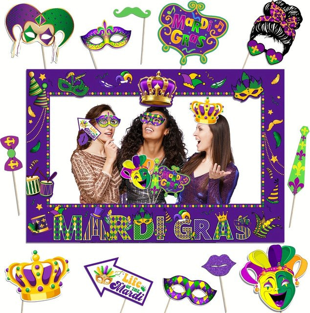 Karneval Photo Booth Requisiten mit Karneval Selfie Fotorahmen, Karneval Partyzubehör - Bild 1