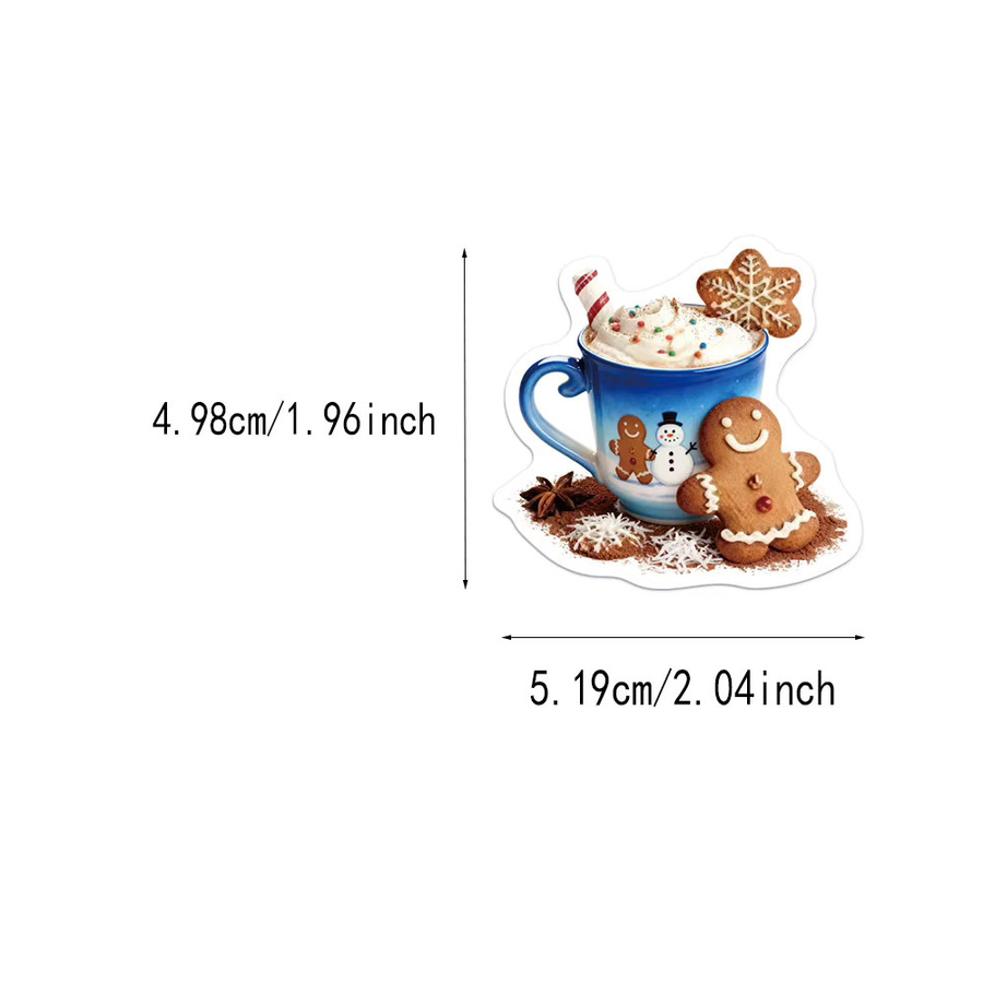 50 Stück Weihnachts Kaffee Cartoon Dekorative Aufkleber in Multicolour für DIY Projekte, Brieftaschen, Sammelalben und Laptops - Bild 3