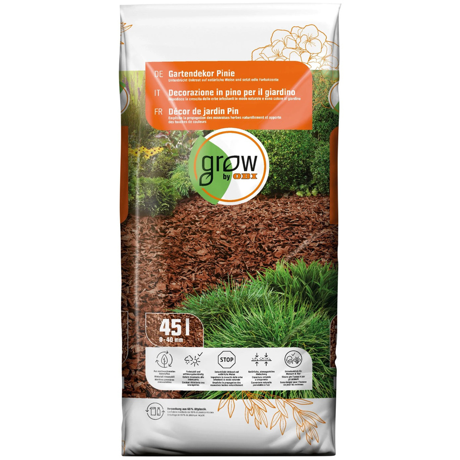 GROW by OBI Gartendekor Pinie Hackschnitzel aus Nadelholz in Braun, 45 l - Bild 2