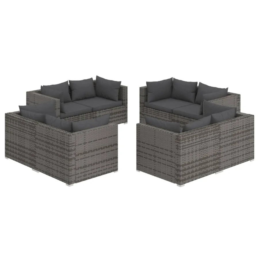 vidaXL 8-tlg Garten-Lounge-Set aus Poly-Rattan mit Kissen in Grau und Anthrazit Modell 16 - Bild 2